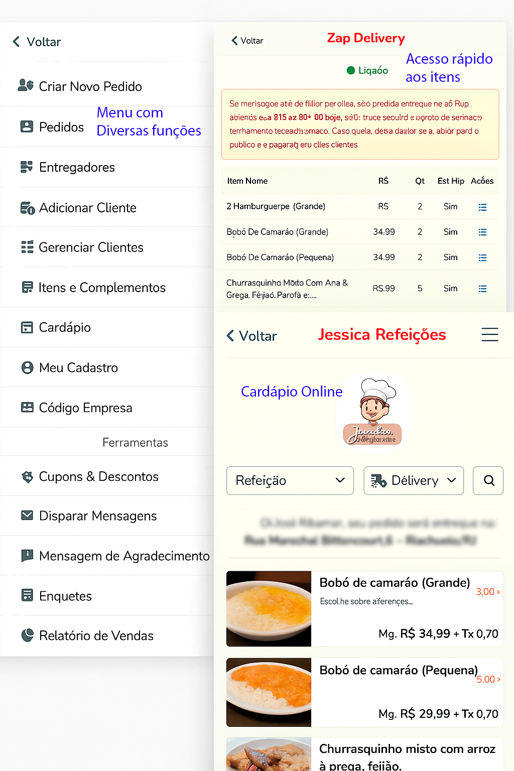Dashboard do Cardápio Online